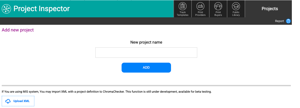 Add new project — name field