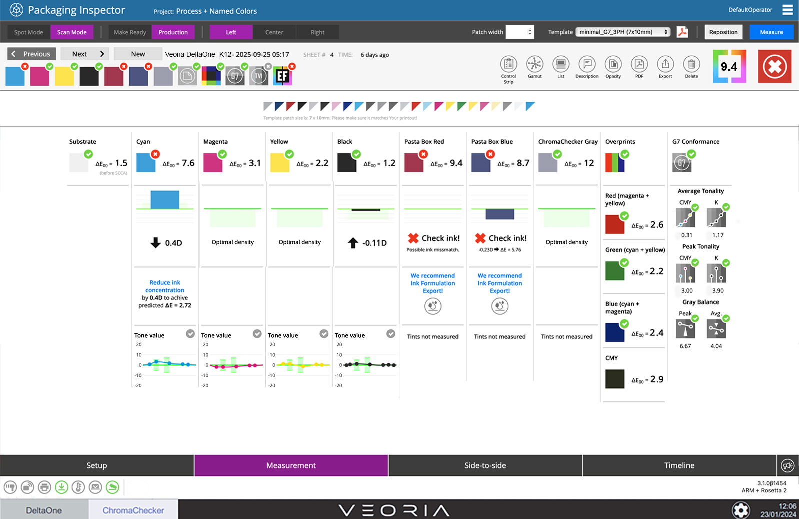Packaging Inspector operator interface